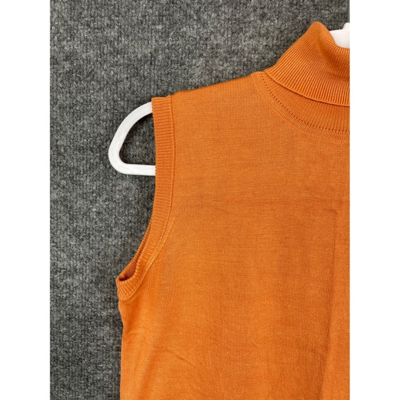 Orvis Sleeveless Turtleneck Sweater Vest Women L/XL Orange Excellent Cropped - Picture 2 of 8